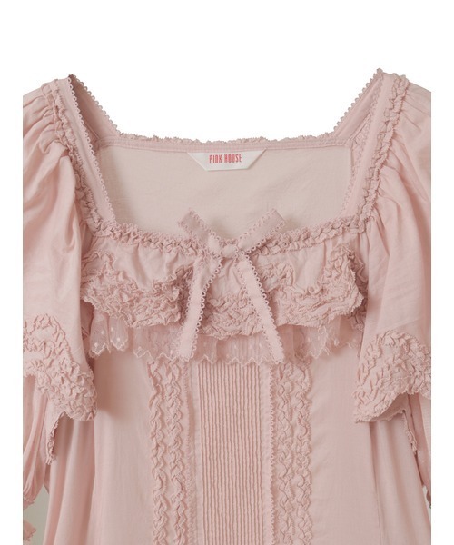 PINK HOUSE ワンピース フロッキードットチュール使いワンピース