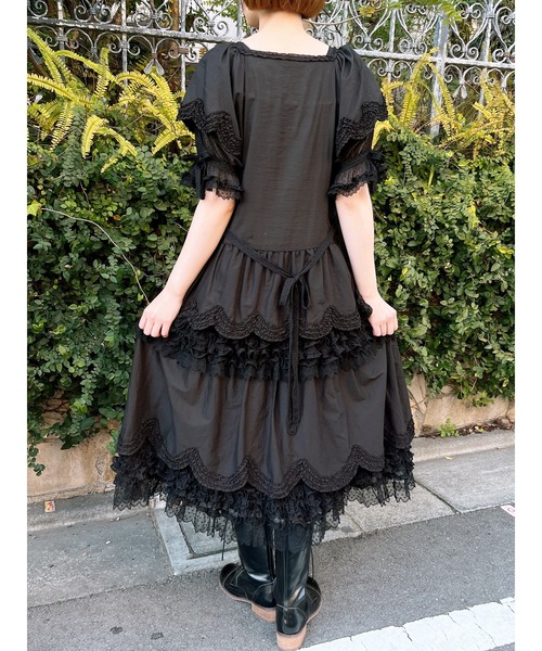 【新品未使用タグ付き】PINK HOUSE　ワンピース　チュールレース PINK HOUSE ワンピース フロッキードットチュール使いワンピース