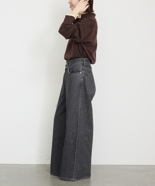 「SLOBE IENA」 加工デニムパンツ 38 ブラック レディース