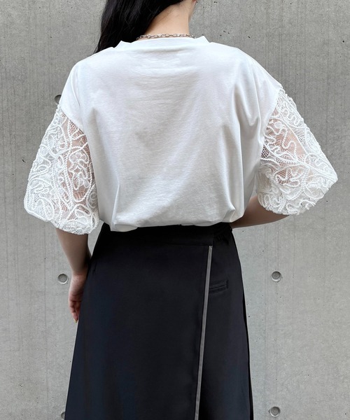 tシャツ 「＆g'aime」レースパフスリーブT　Bloom Puff Lace Tee レディース &g'aime tシャツ 「＆g'aime」レースパフスリーブT Bloom Puff