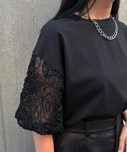 &g'aime tシャツ 「＆g'aime」レースパフスリーブT Bloom Puff