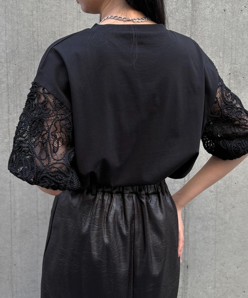 tシャツ 「＆g'aime」レースパフスリーブT　Bloom Puff Lace Tee レディース &g'aime tシャツ 「＆g'aime」レースパフスリーブT Bloom Puff
