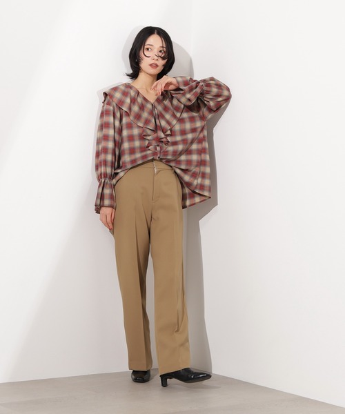 N.Natural Beauty Basic ブラウス シャツ チェックラッフル