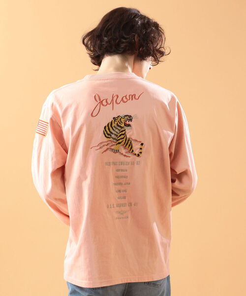 「AVIREX」 長袖Tシャツ MEDIUM カーキ メンズ