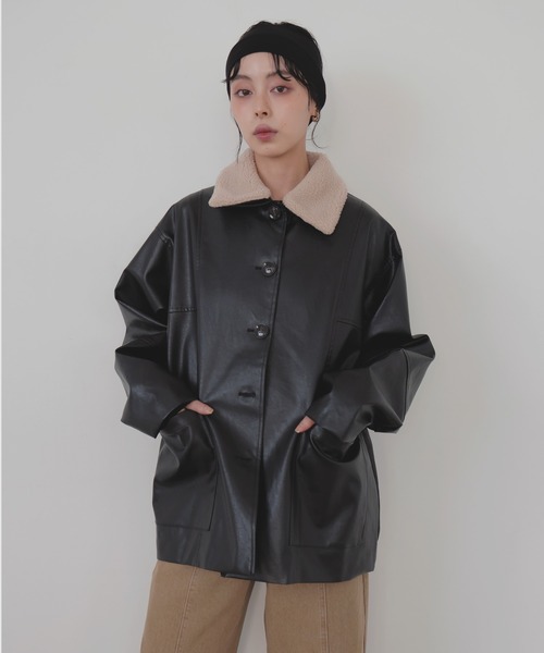 希少【unknown】　カバーオール　レザー襟 SLOW カバーオール スロウ / sheep leather coverall シープスキン