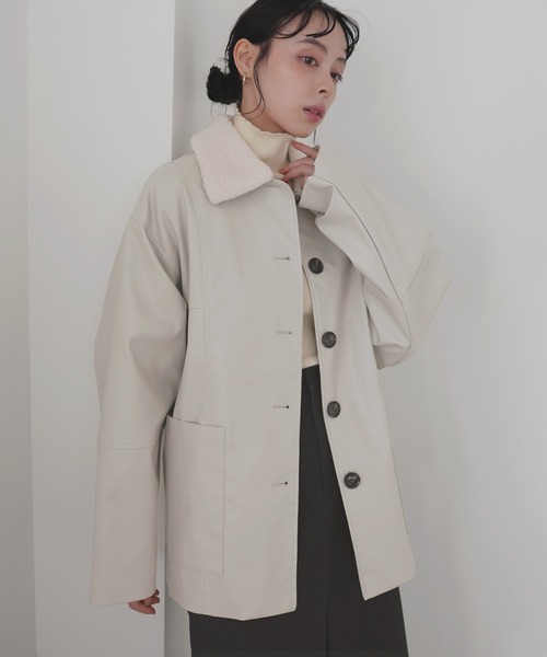 希少【unknown】　カバーオール　レザー襟 SLOW カバーオール スロウ / sheep leather coverall シープスキン