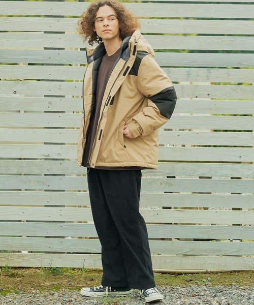 MAHF XL ダウンジャケット ベージュ/ブラック ZOZOTOWN Yahoo!店