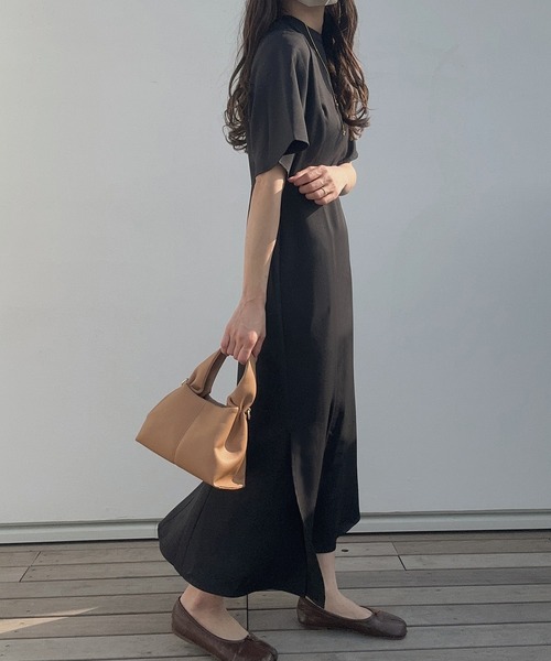 「LAUIR」 半袖ワンピース MEDIUM ブラック レディース_画像4