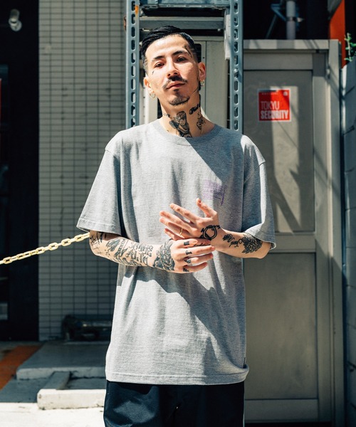 「Subciety」 半袖Tシャツ MEDIUM ブラック×ブルー メンズ_画像4