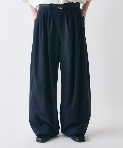 【美品】Lui’s カーブスラックス　M　メンズ　パンツ Lui's（ルイス） ワイドパンツ スラックス 鬼タックカーブパンツ