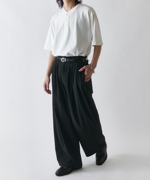 Lui's 鬼タックスラックス　GRY S Lui's（ルイス） ワイドパンツ スラックス 鬼タックカーブパンツ