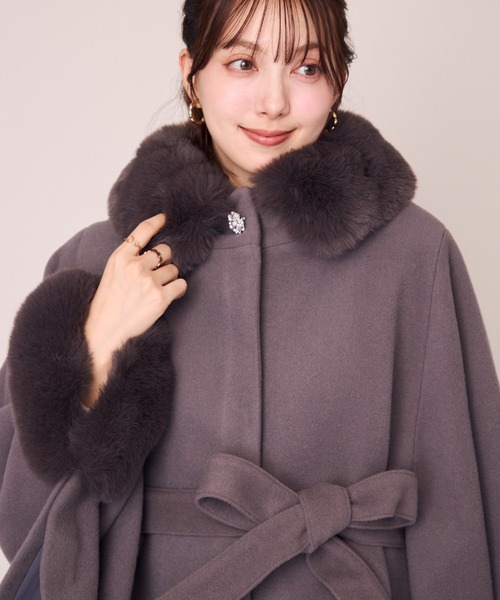 MISCH MASCH ブローチ付きポンチョコート MISCH MASCH（ミッシュマッシュ） ポンチョ ブローチ付きポンチョ