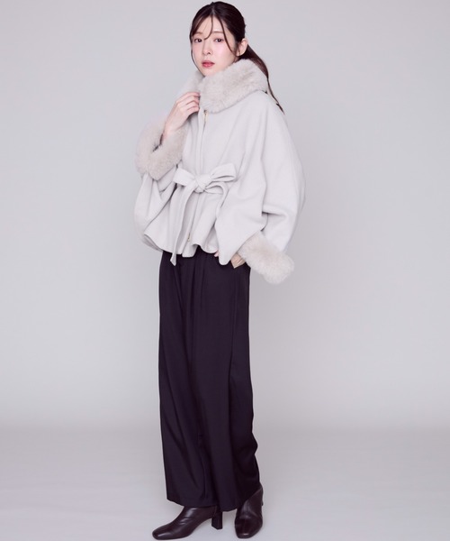 MISCH MASCH（ミッシュマッシュ） ポンチョ ブローチ付きポンチョ