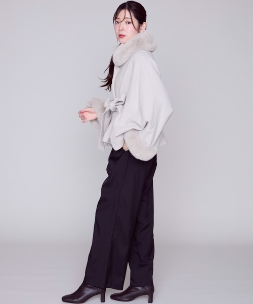 MISCH MASCH ♡ ポンチョコート 黒 MISCH MASCH（ミッシュマッシュ） ポンチョ ブローチ付きポンチョ