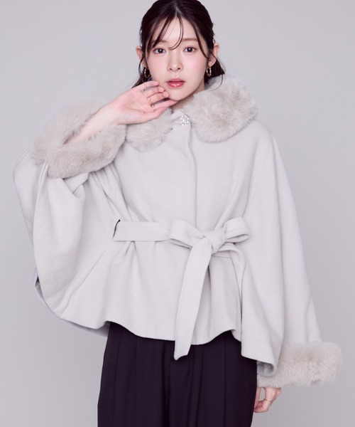 MISCH MASCH（ミッシュマッシュ） ポンチョ ブローチ付きポンチョ