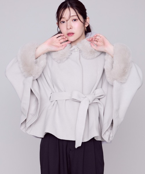 MISCH MASCH（ミッシュマッシュ） ポンチョ ブローチ付きポンチョ