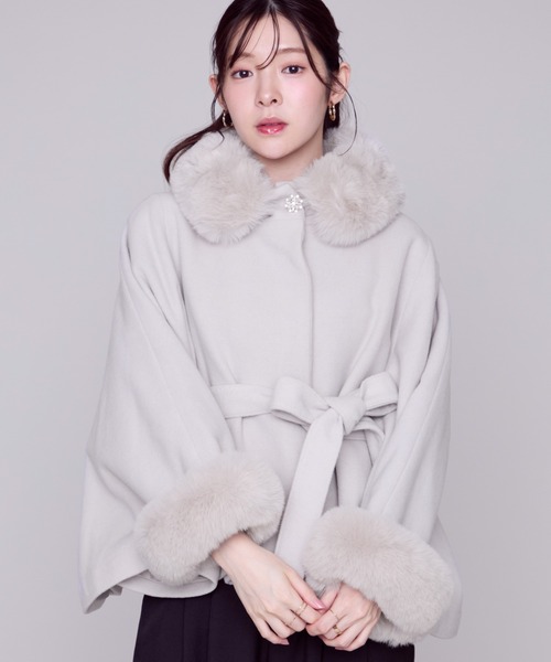 MISCH MASCH（ミッシュマッシュ） ポンチョ ブローチ付きポンチョ