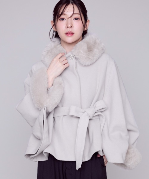 MISCH MASCH（ミッシュマッシュ） ポンチョ ブローチ付きポンチョ