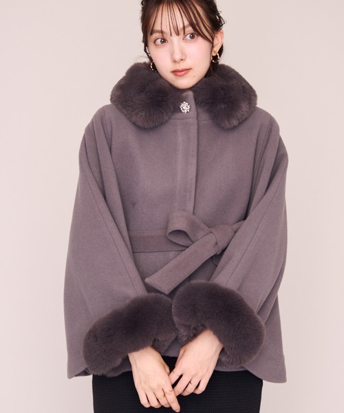 MISCH MASCH（ミッシュマッシュ） ポンチョ ブローチ付きポンチョ