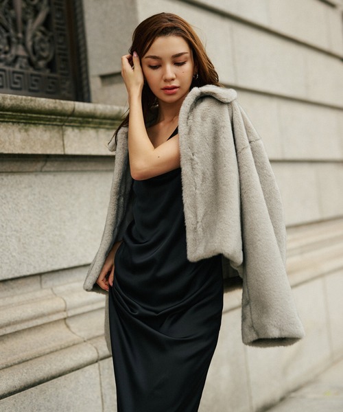 KINO THE KEI コート アウター ミンク エコ ファー ジャケット