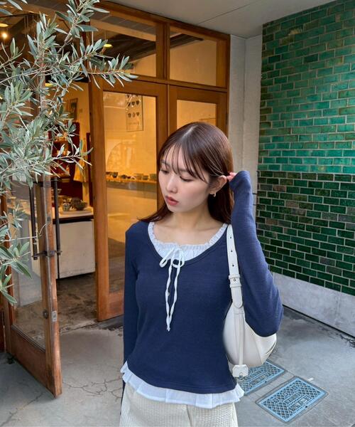 FREE'S MART（フリーズマート） tシャツ レイヤード風フリルリボン