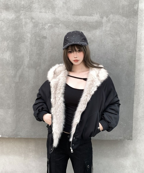 VEILA モッズコート コート ファーフードショートジャケット
