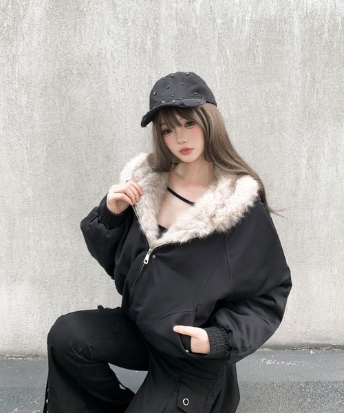 VEILA モッズコート コート ファーフードショートジャケット