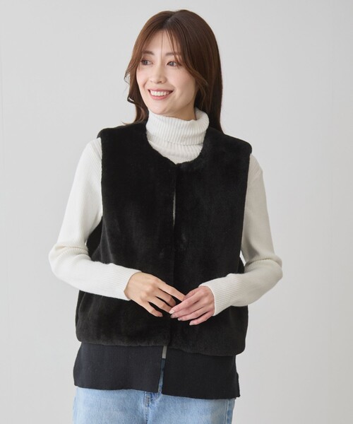 JAYRO（ジャイロ） ベスト ジレ リブ切替フェイクファーベスト