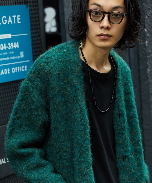 「FREAK'S STORE」 ニットカーディガン SMALL モスグリーン メンズ_画像4