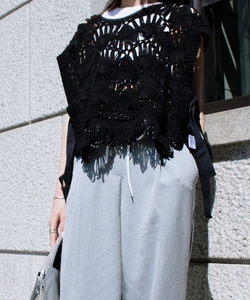 「Scrap Book」 ニットベスト FREE レッド レディース_画像4