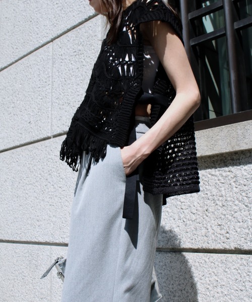 「Scrap Book」 ニットベスト FREE レッド レディース_画像6