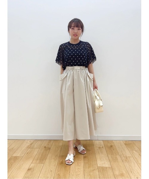 ANAYI（アナイ） ブラウス シャツ 半袖 フラワー刺繍ドットスリット