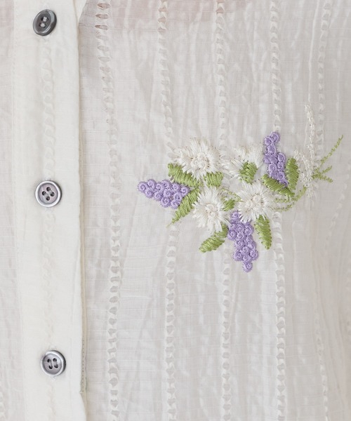 SOTT ブラウス シャツ 半袖 花柄刺繍シアーシャツ レディース