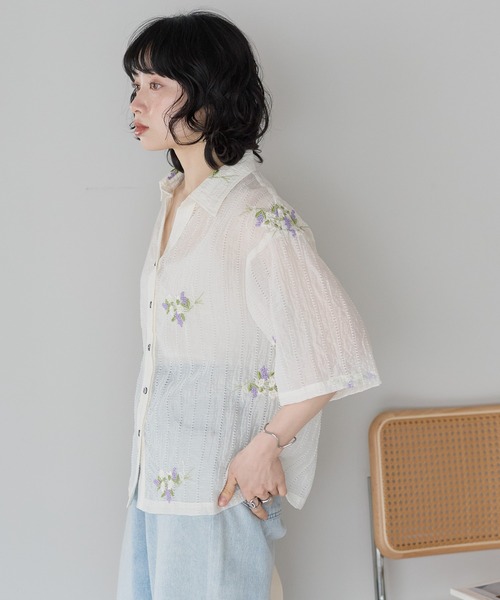 SOTT ブラウス シャツ 花刺繍スキッパーシャツ レディース : ZOZOTOWN