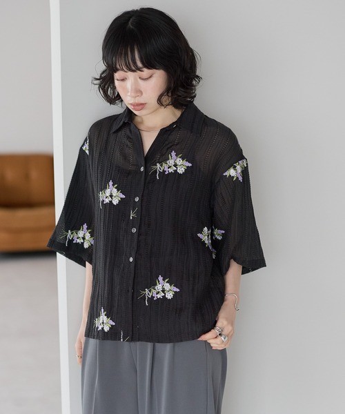 SOTT ブラウス シャツ 花刺繍スキッパーシャツ レディース : ZOZOTOWN