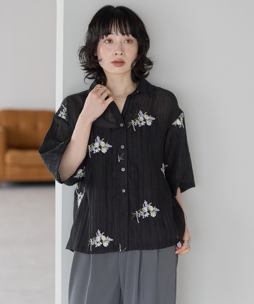 SOTT ブラウス シャツ 花刺繍スキッパーシャツ レディース : ZOZOTOWN