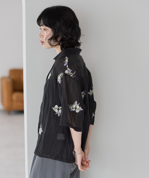 SOTT ブラウス シャツ 花刺繍スキッパーシャツ レディース : ZOZOTOWN