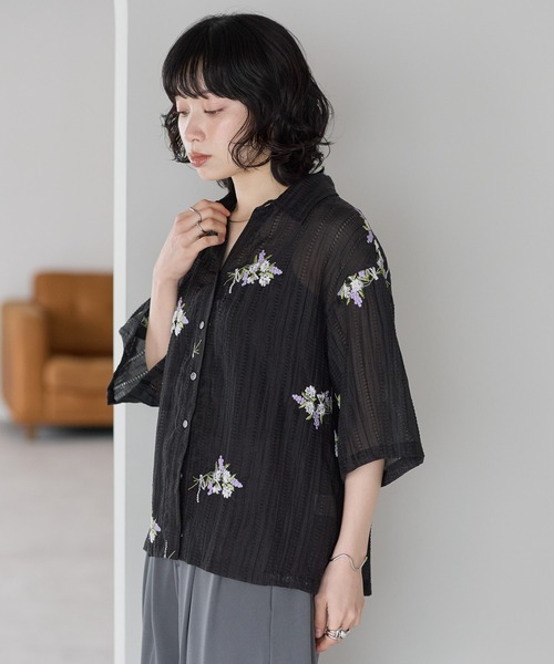 ☆a☆新品タグ付☆お花ブラウス☆ スノー・ローズ刺繍ブラウス | axes femme | axes femme 公式