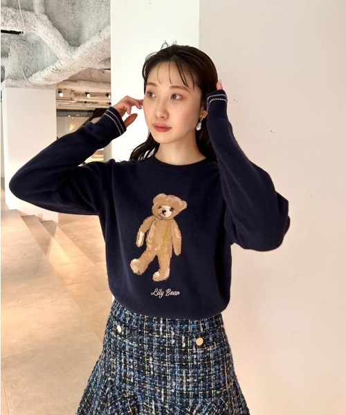 「LILY BROWN」 長袖ニット FREE ネイビー レディース_画像3