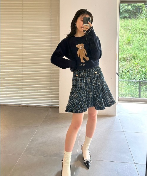 「LILY BROWN」 長袖ニット FREE ネイビー レディース_画像4