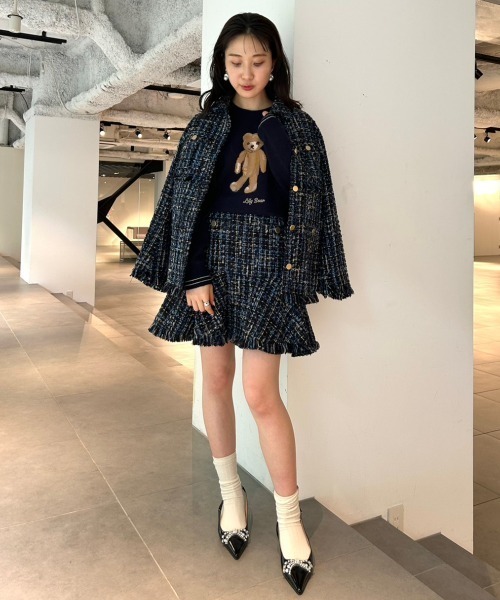 「LILY BROWN」 長袖ニット FREE ネイビー レディース_画像5