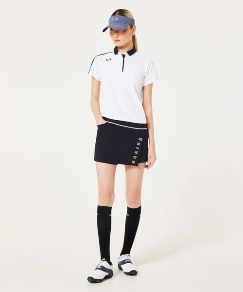 オークリー　レディースM　長袖モックシャツ　キュロットスカート　ゴルフウェア OAKLEY（オークリー） パンツ ELEVATE INSPRING CULOTTE 2.0 ラップ