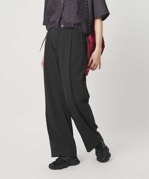 ワイドパンツ パンツ ポリエステルブレンド バックゴム ワイドパンツ ウォッシャブル レディースの画像