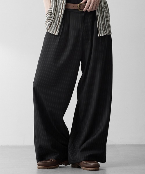 RUUBON ワイドパンツ スラックス 「RUUBON」3tuck straight wide pants
