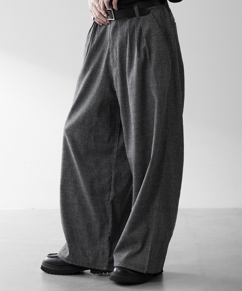 RUUBON ワイドパンツ スラックス 「RUUBON」3tuck straight wide pants