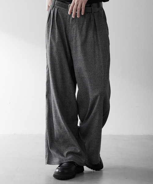 RUUBON ワイドパンツ スラックス 「RUUBON」3tuck straight wide pants