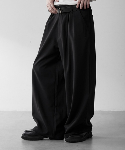 RUUBON ワイドパンツ スラックス 「RUUBON」3tuck straight wide pants