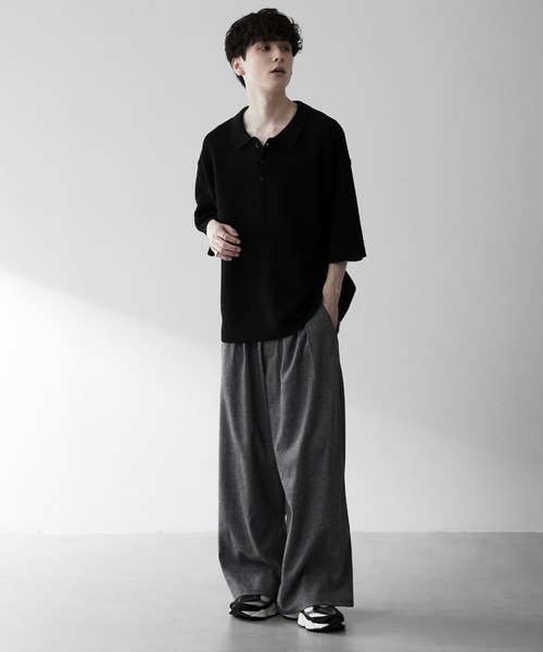 RUUBON ワイドパンツ スラックス 「RUUBON」3tuck straight wide pants