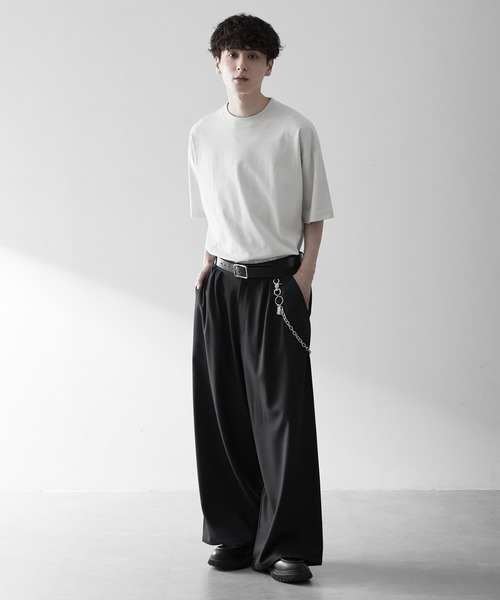 RUUBON ワイドパンツ スラックス 「RUUBON」3tuck straight wide pants