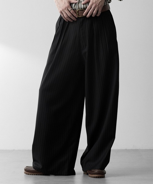 RUUBON ワイドパンツ スラックス 「RUUBON」3tuck straight wide pants
